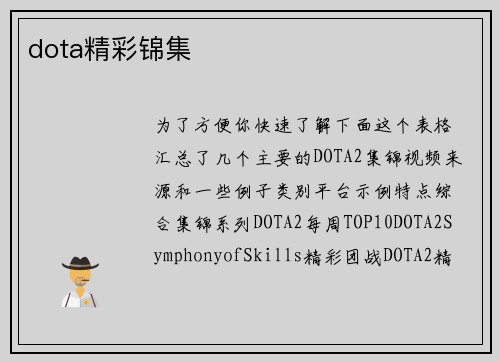 dota精彩锦集